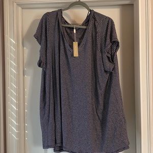 NWT cable and gauge navy white stripped shirt